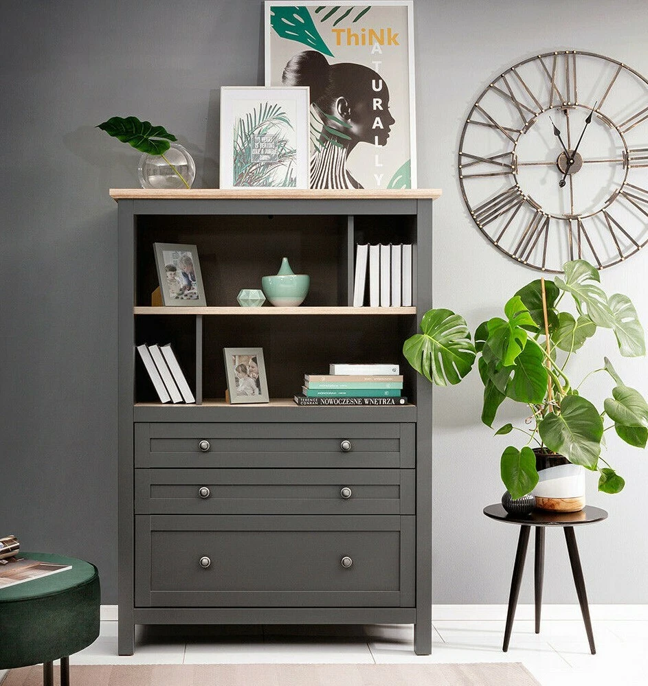 Light oak 2024 bookcase with drawers
