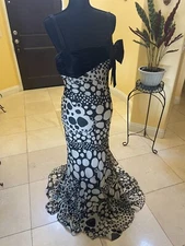 MUSANI COUTURE Mermaid Ballgown Dress Size 46 US10  Sequined Ruffled Strappy