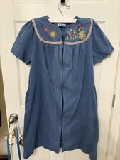 Go Softly Patio Women's Short Sleeve Flowers  Farmcore Muu Muu Midi Dress Small