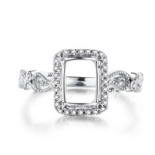 925 Sterling Silver Semi Mount Ring Setting 8x6mm Cushion Solitaire Wedding Ring