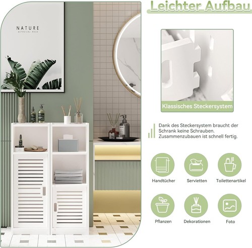 Badezimmerschrank Beistellschrank Badschrank Wohnzimmer Aufbewahrungsschrank DE - Bild 29 von 33