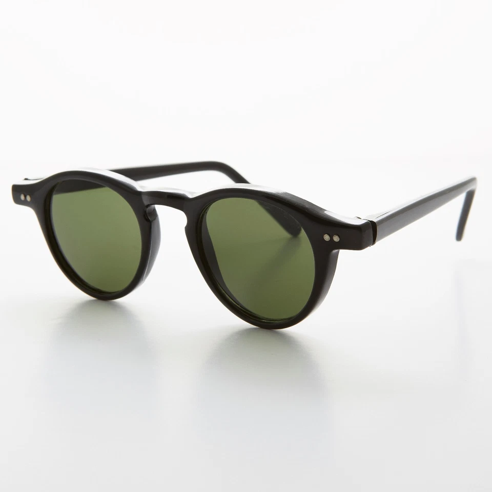 Pequeño borde redondo de cuerno de colección gafas de sol cerradura puente negro - Rodgers Foto 2 de 3