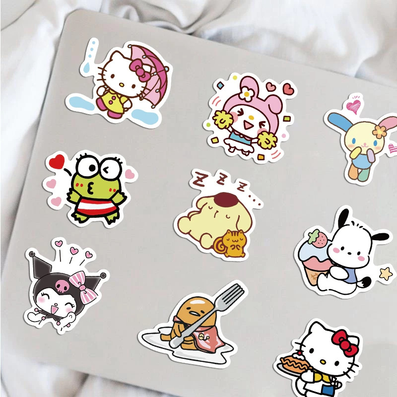 New 50 Pieces Kawaii Kuromi Stickers Cute Hello Kitty Stickers for