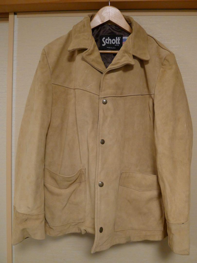 Schott Suede Leather Jacket Camel Brown Size 40 Made in USA Pre 
