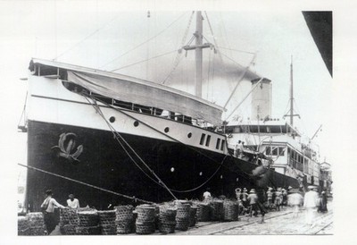 Cargo Ship Loading Dockside 1930 Postcard Size Real Photo #SDB159