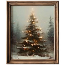 HubbgDesign Vintage Christmas Tree Wall 11 x 14 inches  Unframed, Black