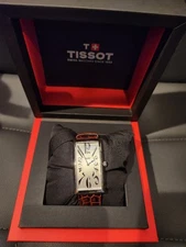 Tissot Heritage Banana Quartz Watch Silver Rectangular Dial 50mm Boxed Mens