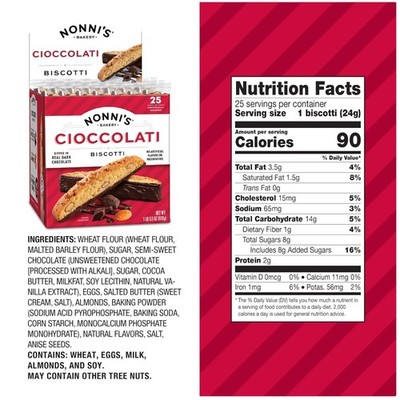 Cioccolati Dark Chocolate Almond Biscotti, 50 Count