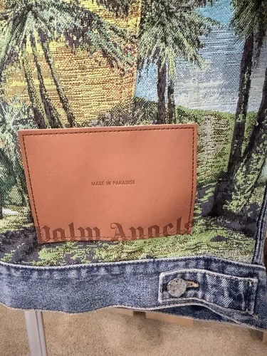 Palm Angels Palms Sunrise Denim Jacket Cobalt Blue XS Oversized NWT $1170 image 13