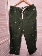 J Crew Men's Embroidered Dog Green Pajama Size 32-34 M Bottoms Lounge Pants