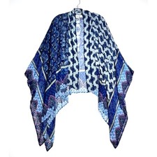 Akemi  Kin Cocoon Kimono Cardigan Blue Tilework Womens OS