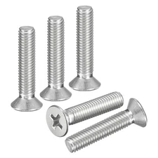 M5-0.8x25 Flat Head Machine Screws -30pcs -304 Stainless Steel -Silver