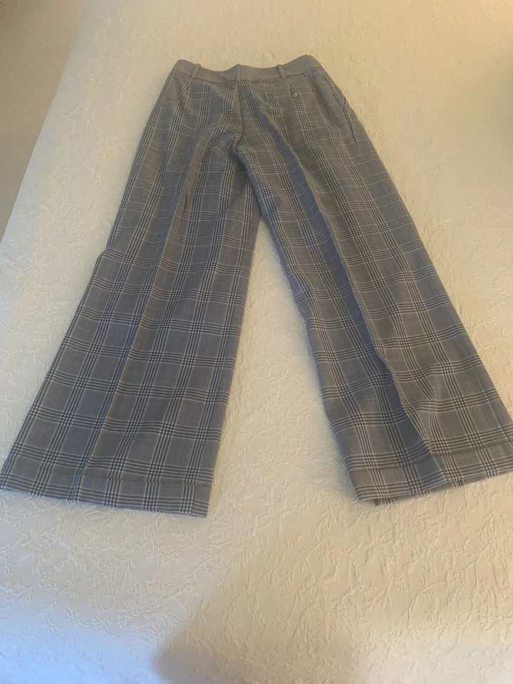 Alexander McQueen 2 Piezas Pantalones y Chaleco Traje Azul Cuadros Pierna Ancha Mujer 40 Foto 3 de 4