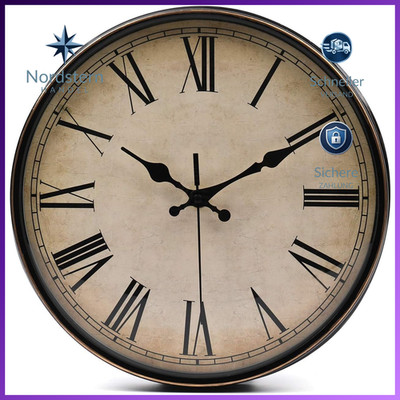 Wanduhr Vintage Geräuscharm Römische Ziffern Ø 28 cm für Büro Zimmer Café