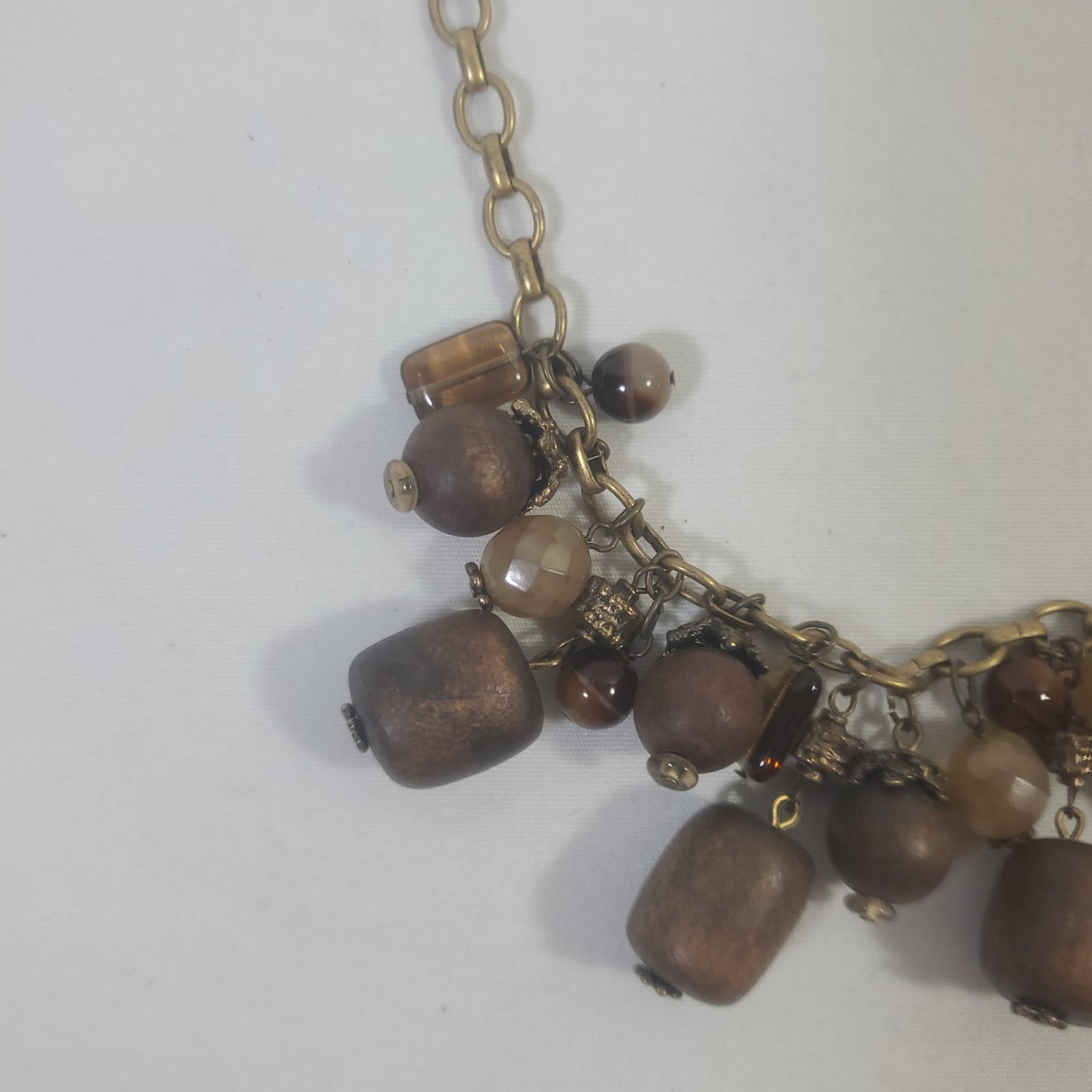 Express Gold-Tone Round Rectangular Brown Wooden … - image 4