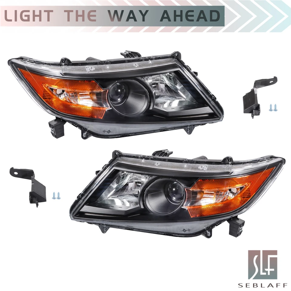 Par de faróis de canto âmbar halogênio preto carcaça para Honda Odyssey 2011-2017 - Imagem 3 de 4