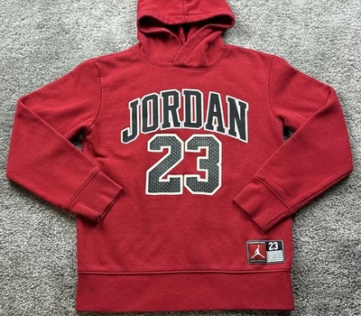 Jordan 23 Hoodie Youth 10-12 Red Fleece Pullover Sweatshirt Jumpman Michael