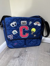 Justice Blue Quilted Patch New Messenger Bag With C Initial Adjustable Strap
