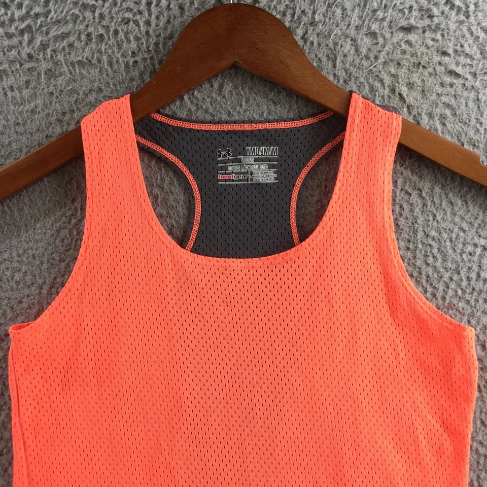Camiseta sin mangas Under Armour HeatGear juvenil mediana coral espalda deportiva calce suelto pulóver Foto 2 de 4