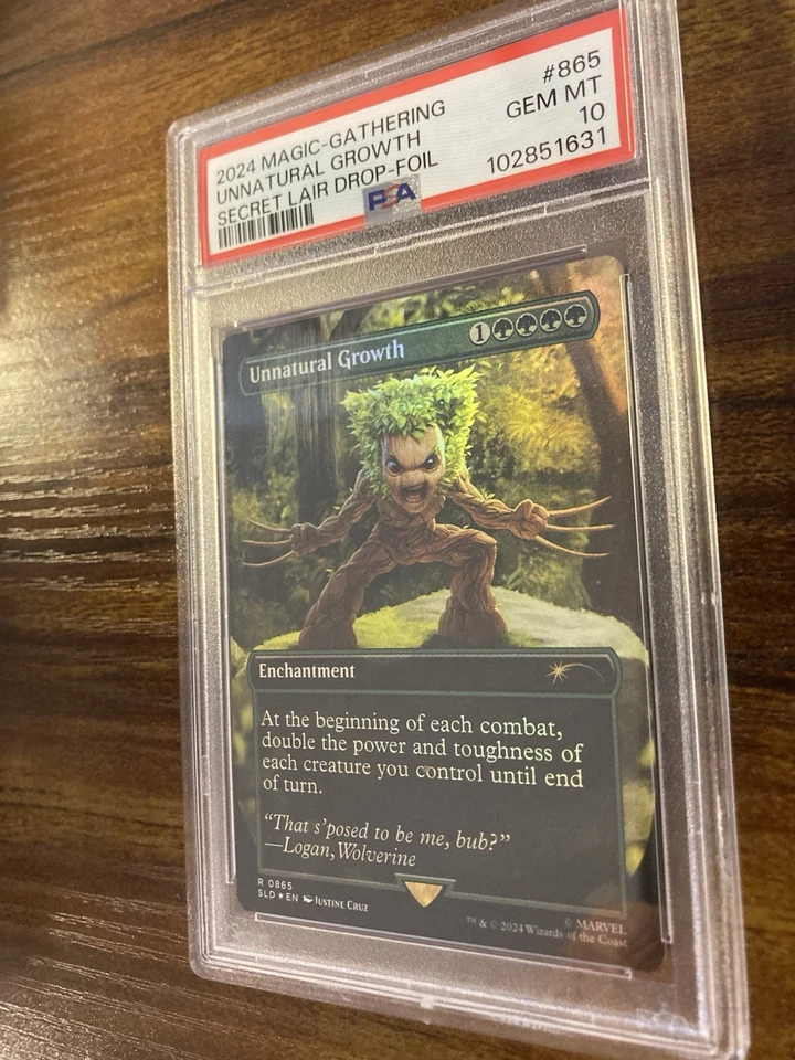 MTG✨UNNATURAL GROWTH FOIL✨SLD X MARVEL Wolverine PSA 10 RARE BONUS Groot Card - Image 4 of 4