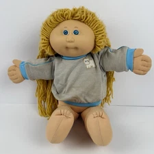 Cabbage Patch Kids 1982 Coleco Yarn Hair Blue Eyes Vintage Doll KT Tag Hong Kong