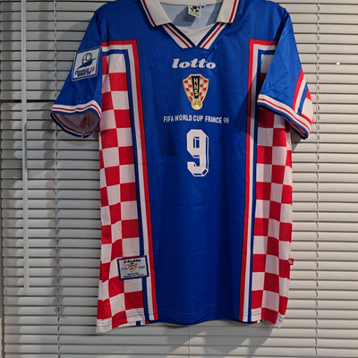 CROATIA AWAY - World Cup 1998 - Retro Jersey- Soccer - Blue - 2XL