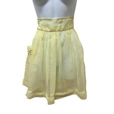Vintage 50's Handmade Half Apron Kitchen Retro Yellow Gold Chiffon Sheer