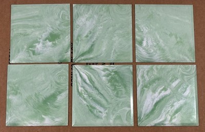 5 Vintage Mint Green Marble Plastic Polystyrene Wall Tiles 4.25x4.25 Beveled #C