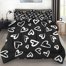 Comforter Set Size, Love Cute Valentine Soft 2 Pcs Twin Black Love Heart