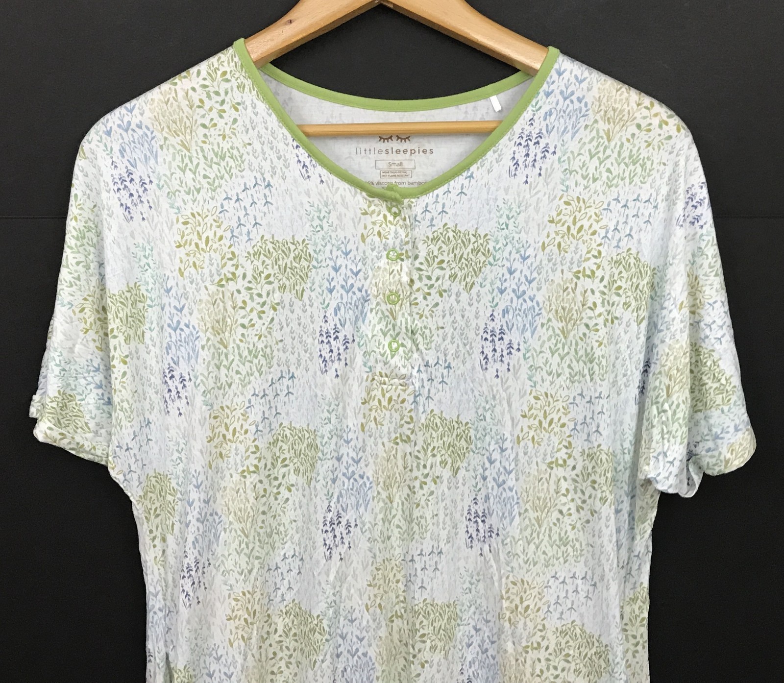 NEW Little Sleepies Women's Green Print Bamboo Nightgown Sleep Shirt Size S