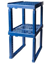 2 PCS Locker Organizer Shelf Adjustable Width Height Blue School Office Gym