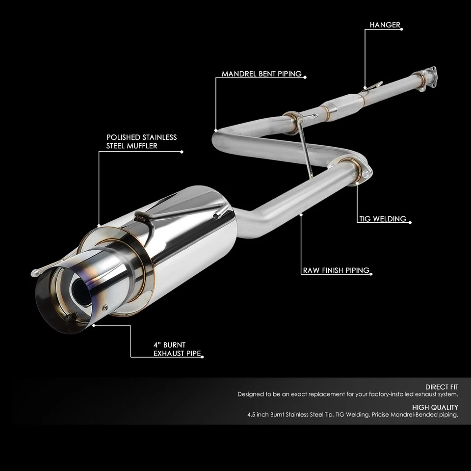 SISTEMA DE ESCAPE TRASERO RACING CAT SILENCIADOR PUNTA QUEMADA 4" PARA 97-01 PRELUDE BB6 H22A4 Foto 2 de 4