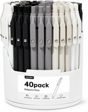 40 Pack Bulk Pens Ballpoint, Retractable Black Pen for Smooth Writing Quick Dr