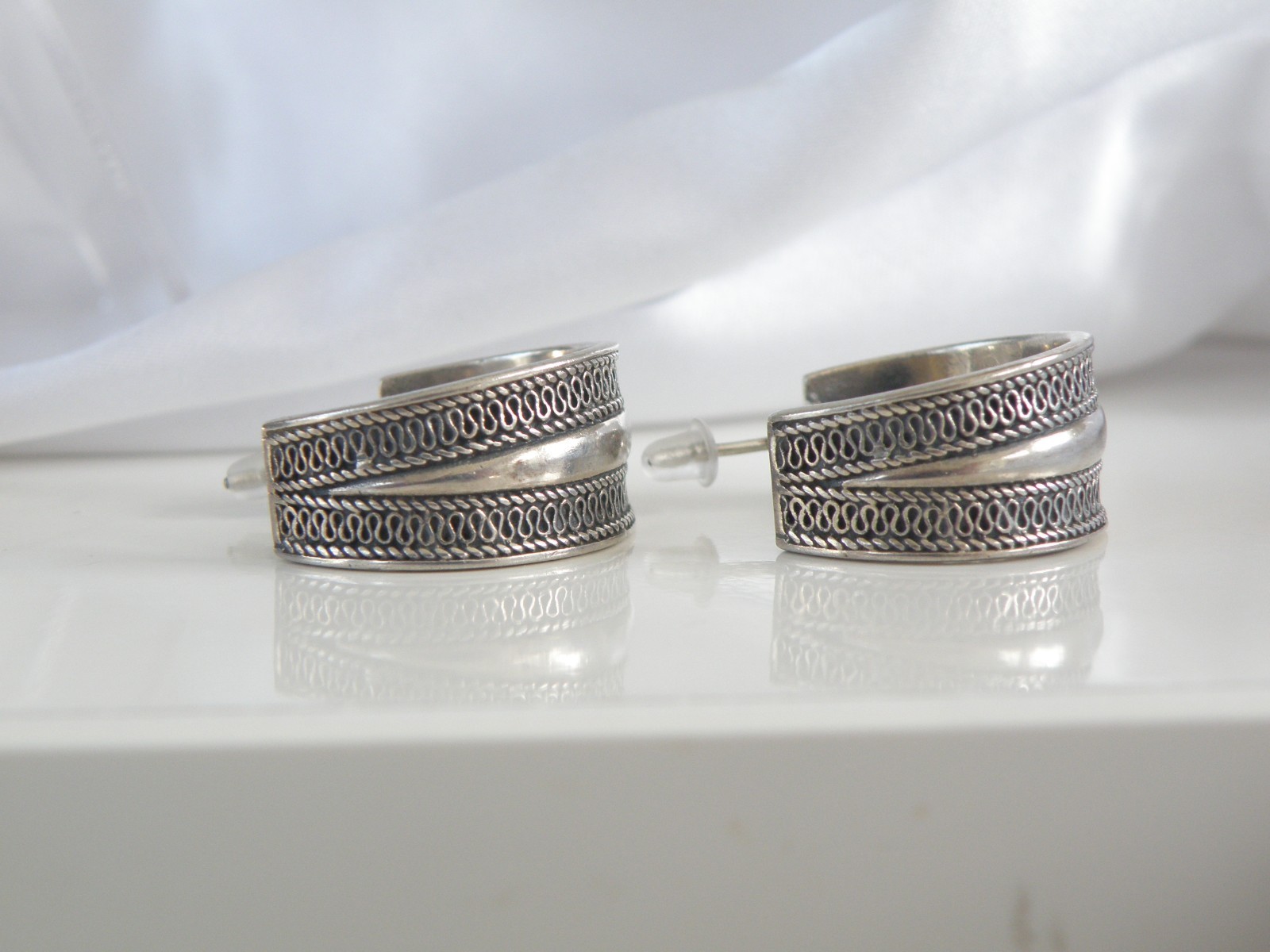 Vintage Solid Sterling Silver 925 Unique Weave Ho… - image 19