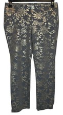 Chico's Gray Gold Stretchy Pull On Ankle Pants Size 0 US Size 4