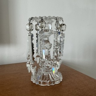 Gorgeous Victorian Crystal Glass Mantle Lustre 8 Crystal Spears Drop Candle