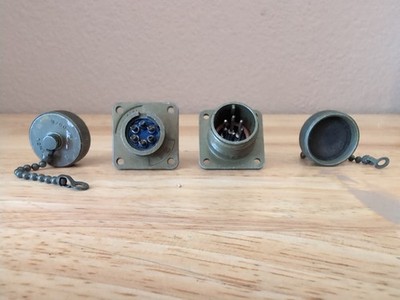 Two Amphenol MS3102A 14S-6P And Two 9760-14 Caps