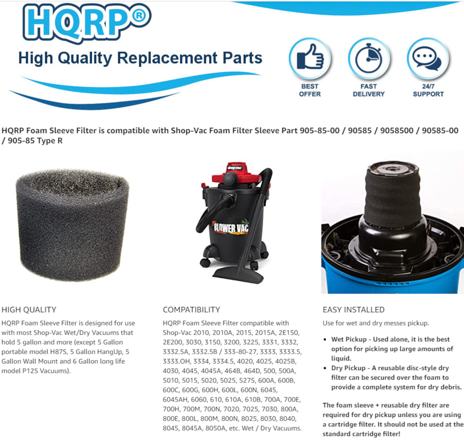 HQRP Filter Sleeves for ShopVac QAL80 QAL80A QAM70 QAMF60 QAS60 QL20ATS eBay