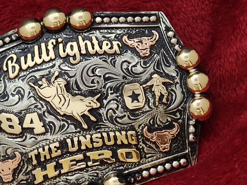 CHAMPION TROPHY RODEO BUCKLE☆PRO BULLFIGHTER☆UNSUNG HEROES☆1984☆RARE☆695 - Picture 10 of 12