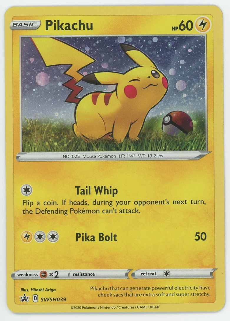 Pikachu SWSH039 Near Mint Holo Rare Black Star Promo Pokemon Card