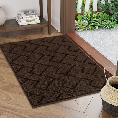 Indoor Doormat 24''x35'' Washable Non Slip for Front Back Door Entryway Brown
