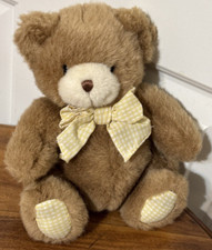 Vintage Carters Brown Teddy Bear with Yellow Bow Rattle Plush 8"