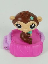 Hasbro Littlest Pet Shop LPS Brown Monkey Chimp With White Flower Purple Eyes