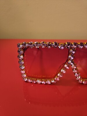 Xpectrum Extra Large Squared Elton Crystal Sunglasses Bling 