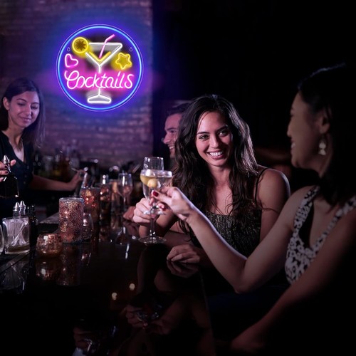 Cocktails Neon Signs LED light Home Bar Martini Wall Decor Club Drink Man Cave - Picture 2 of 9