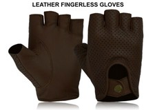 REAL LEATHER FINGERLESS GLOVES BIKERS FULL TRAINING CYCLING GYM WHEEL CHAIR USE