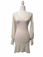 Fashion Nova Sweater Dress Balloon Sleeves Cream NWOT