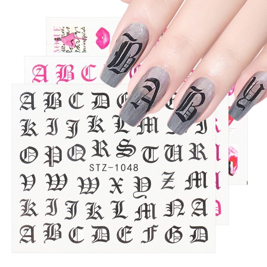 Alphabet Old English Nail Stickers #62 – The Additude Shop