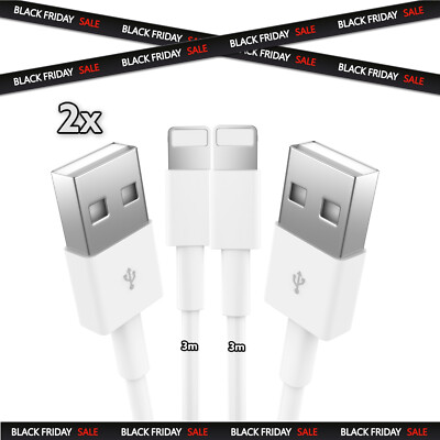 3m Ladekabel für iPhone 6 7 8 X XS XR 11 12 13 14 Plus Pro Max Mini / Black Week