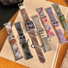 Luxury Plush Plaid Leather Band For iWatch Ultra SE  Series 10/9/8/7/6/5/4/3/2